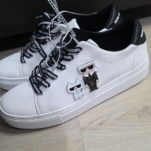 Karl Lagerfeld White and Black Sneakers with Iconic Patches